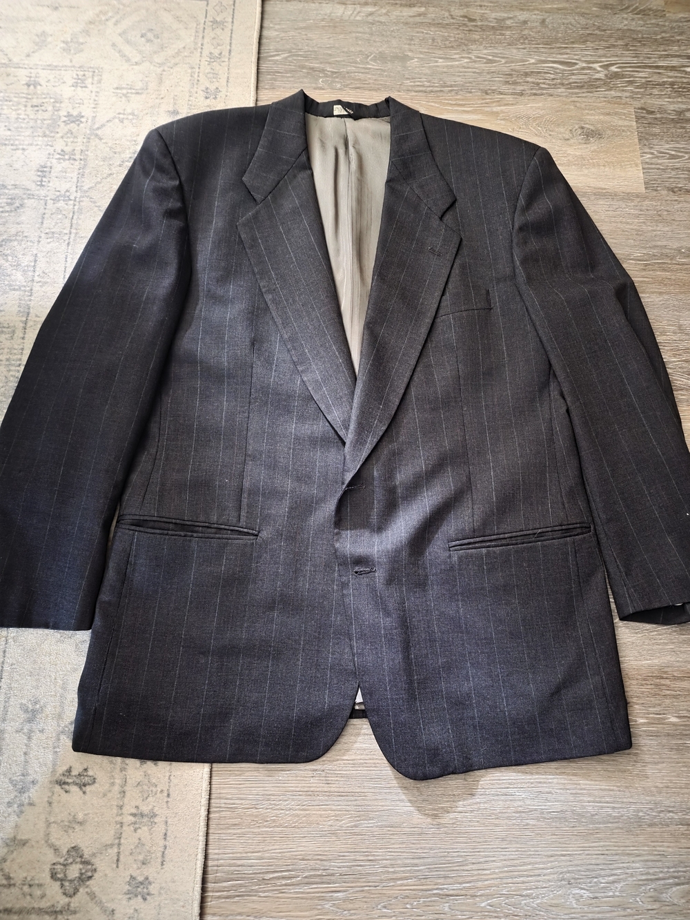 Men's Pinstripe Single-Breasted Blazer - Black
